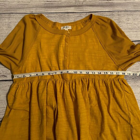 Umgee mustard yellow button up peplum blouse size small - Picture 10 of 11